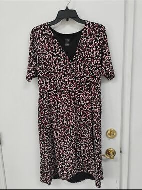 Ann Taylor Abstract Faux Wrap Midi Dress Size M